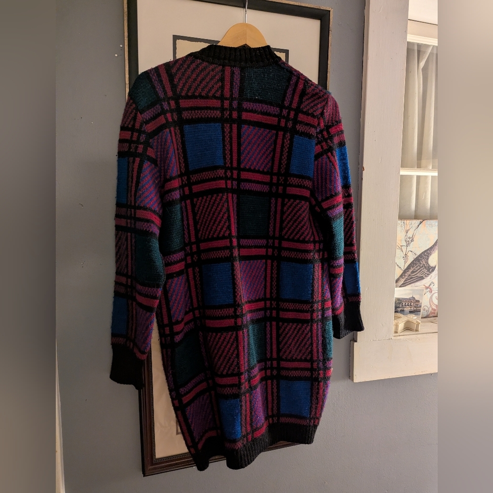 Vintage Celine Paris Plaid Long Cardigan - Picture 4 of 9